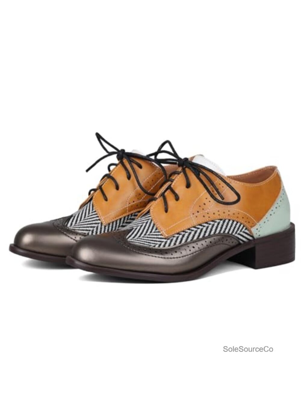 Yremael Women's Lace Up Pointed Toe Oxfords Wingtip Brogue Dress Shoes